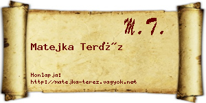 Matejka Teréz névjegykártya