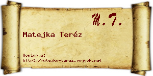 Matejka Teréz névjegykártya